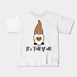 It's Fall Y'all Cute Gnomes Pumpkin Spice Season Kids T-Shirt